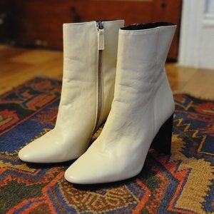 Topshop cream leather ankle bootie